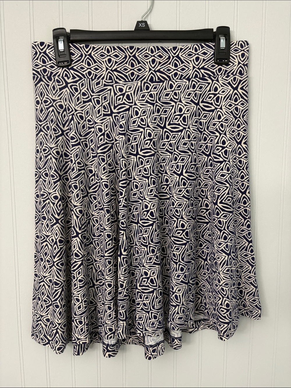 LOFT Stretchy Swing Pull On Mini Skirt Women Size Small Navy Blue White